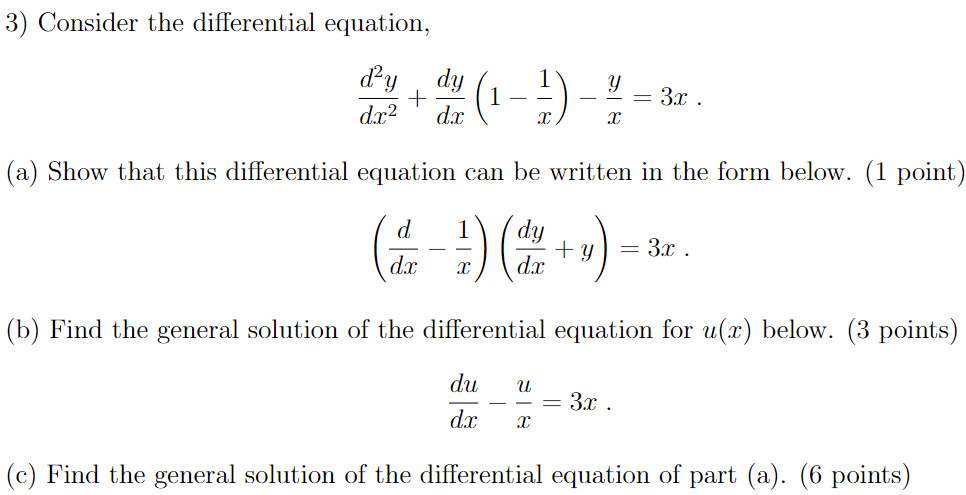 Solved 3) Consider The Differential Equation, Y Dạy Dy + | Chegg.com