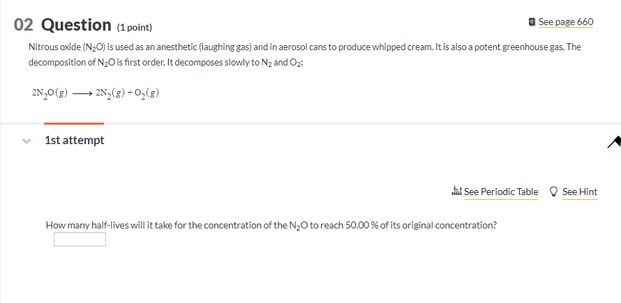 Solved 02 Question (1 point) See page 660 Nitrous oxide | Chegg.com