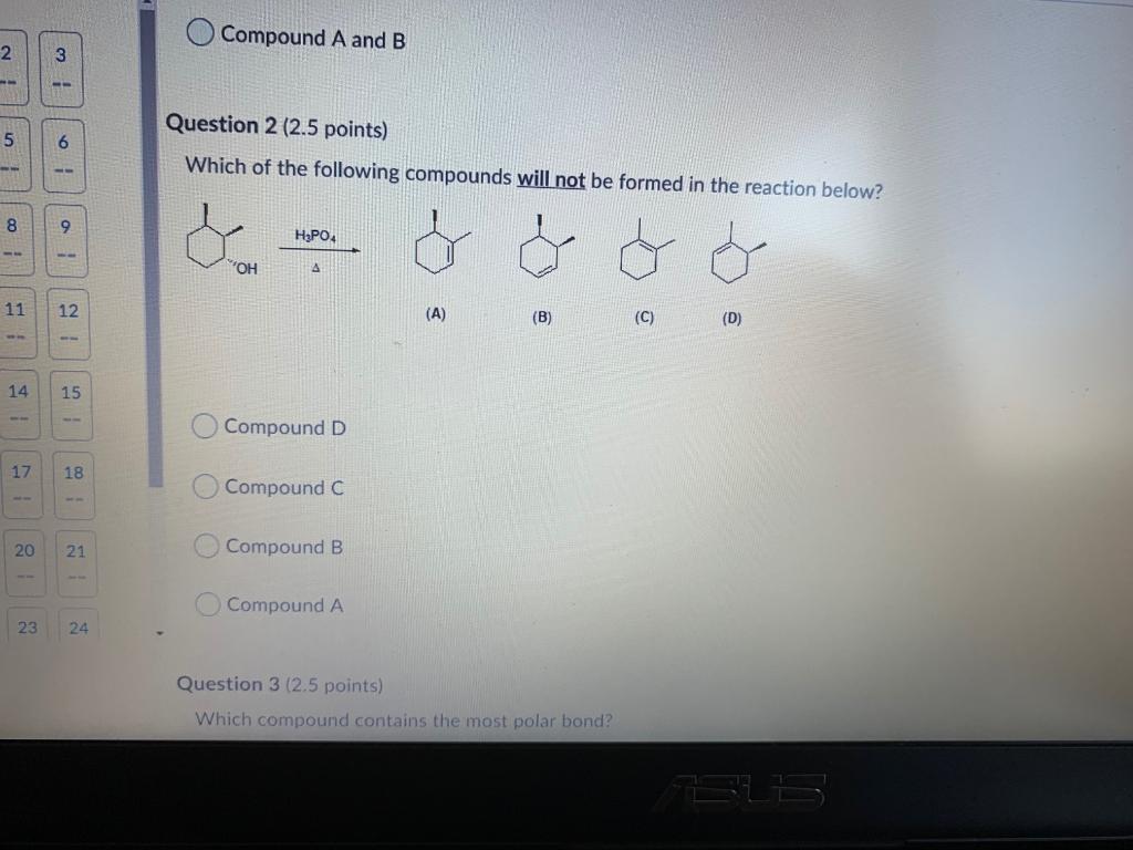 Solved Compound A And B 2 3 5 6 Question 2 (2.5 Points) | Chegg.com