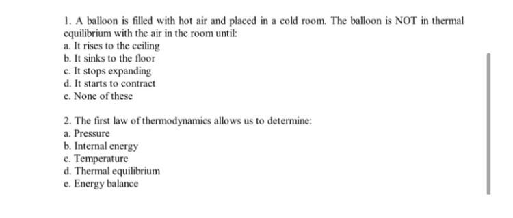 Solved 1. A Balloon Is Filled With Hot Air And Placed In A | Chegg.com