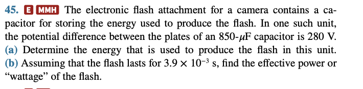 Solved he electronic flash attachment for a camera contains | Chegg.com