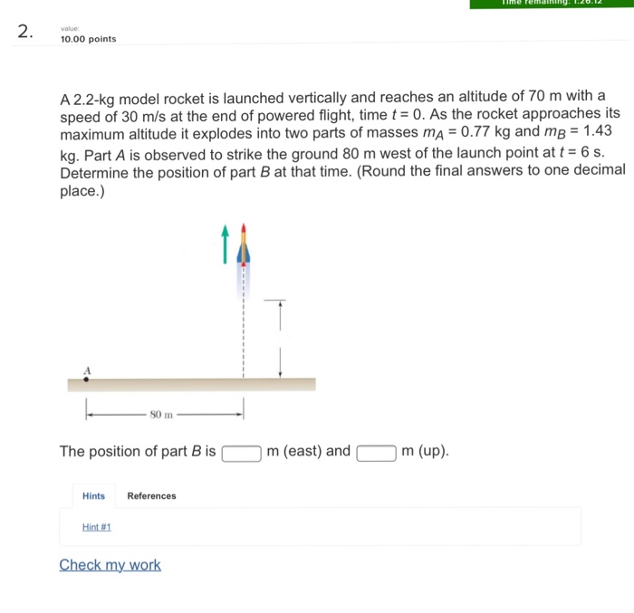 Solved A 2.2kg model rocket is launched vertically and