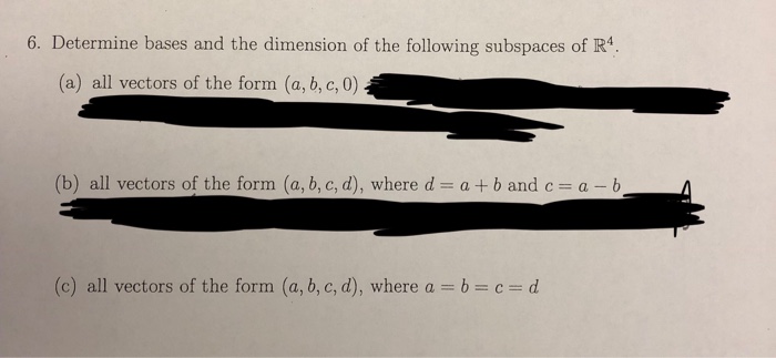 Solved 6. Determine Bases And The Dimension Of The Following | Chegg.com