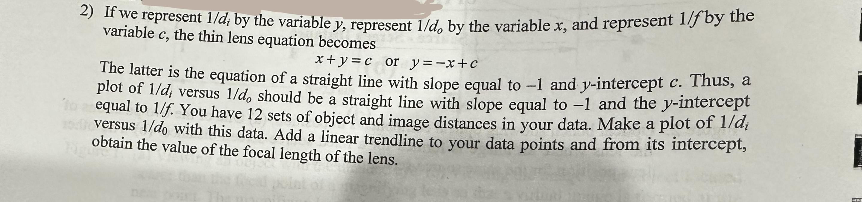 2) If we represent 1/di by the variable y, represent | Chegg.com