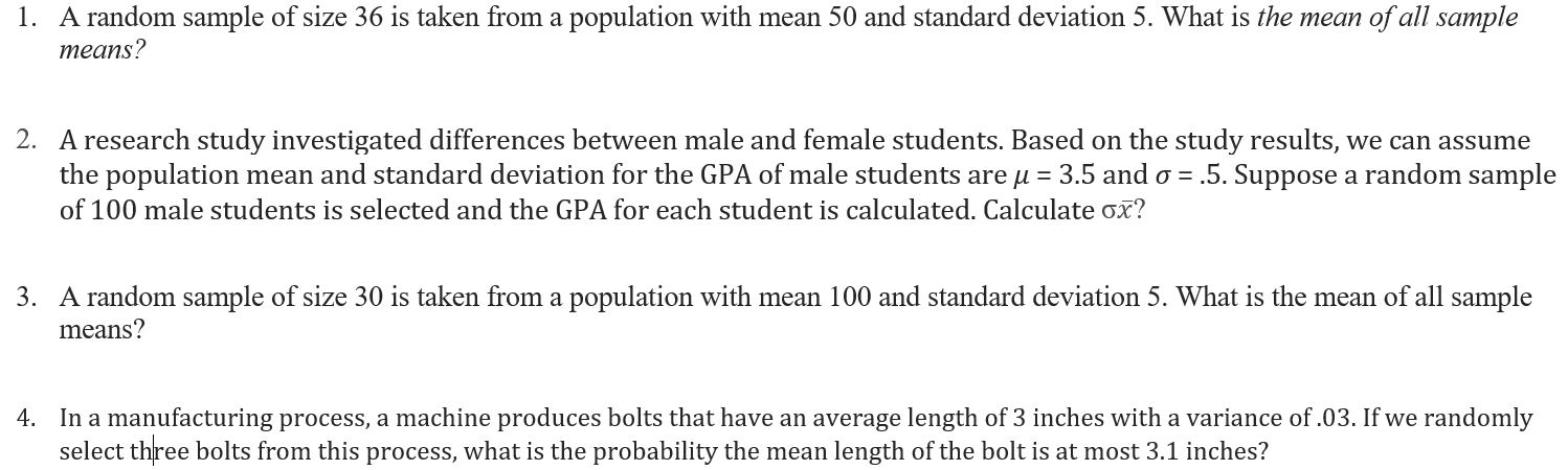 Solved 1. A random sample of size 36 is taken from a | Chegg.com