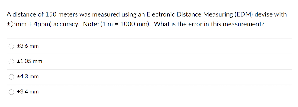 Solved A distance of 150 meters was measured using an | Chegg.com