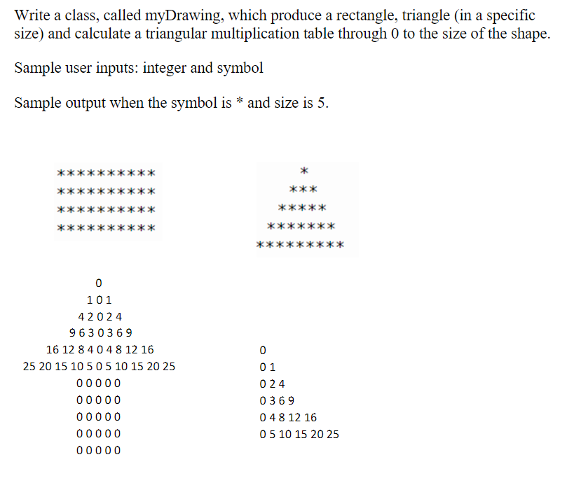Solved Write a class, called myDrawing, which produce a | Chegg.com