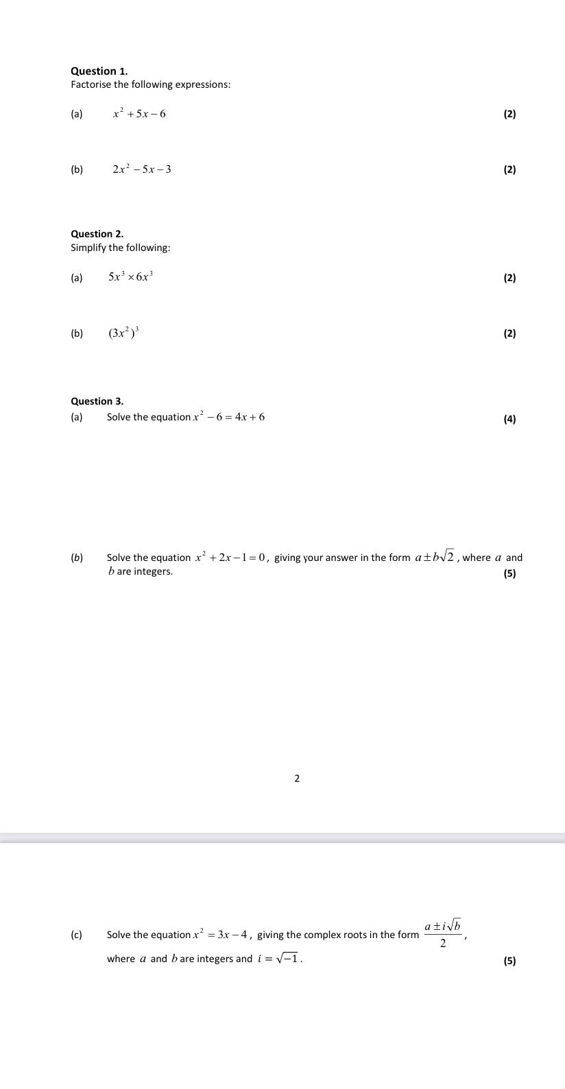Solved Question 1. Factorise the following expressions: (a) | Chegg.com