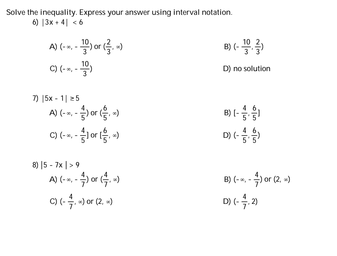 Solved Ive the inequality. Express your answer using | Chegg.com