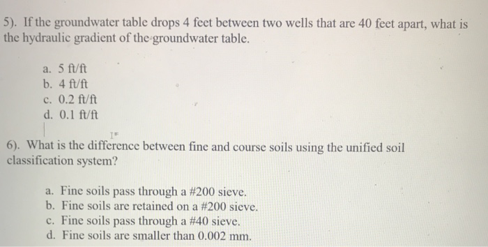 Solved 5). If the groundwater table drops 4 feet between two | Chegg.com
