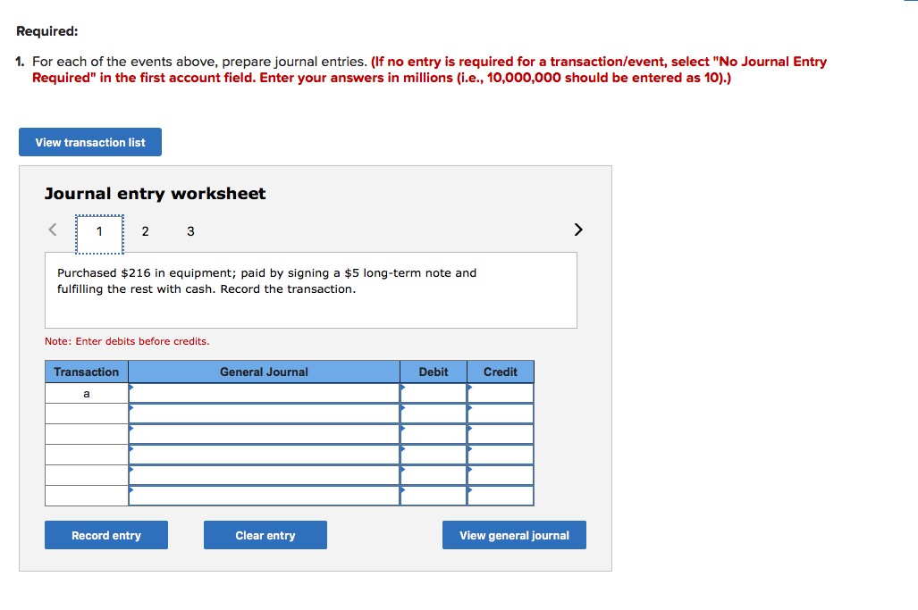 Required 1 For Each Of The Events Above Prepare Chegg Com