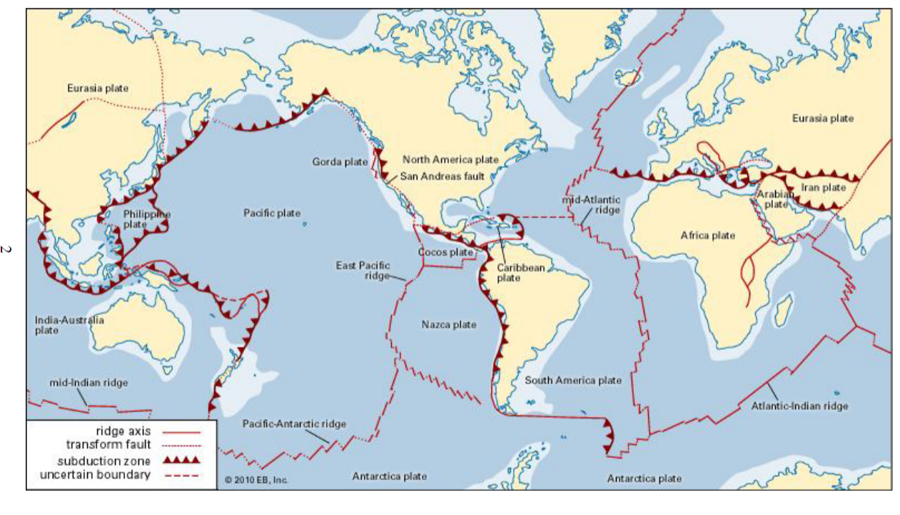 divergent plate boundaries map