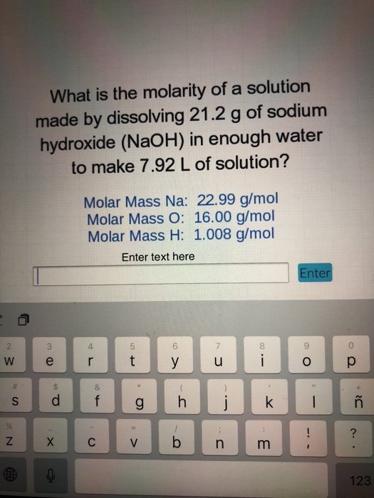 Solved what is the molarity of a solution made by dissolving | Chegg.com