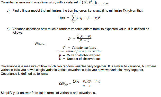 Solved Consider regression in one dimension, with a data set | Chegg.com