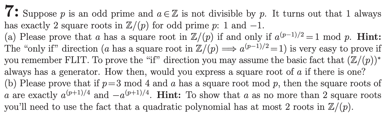 Solved 7: Suppose P Is An Odd Prime And A∈Z Is Not Divisible | Chegg.com