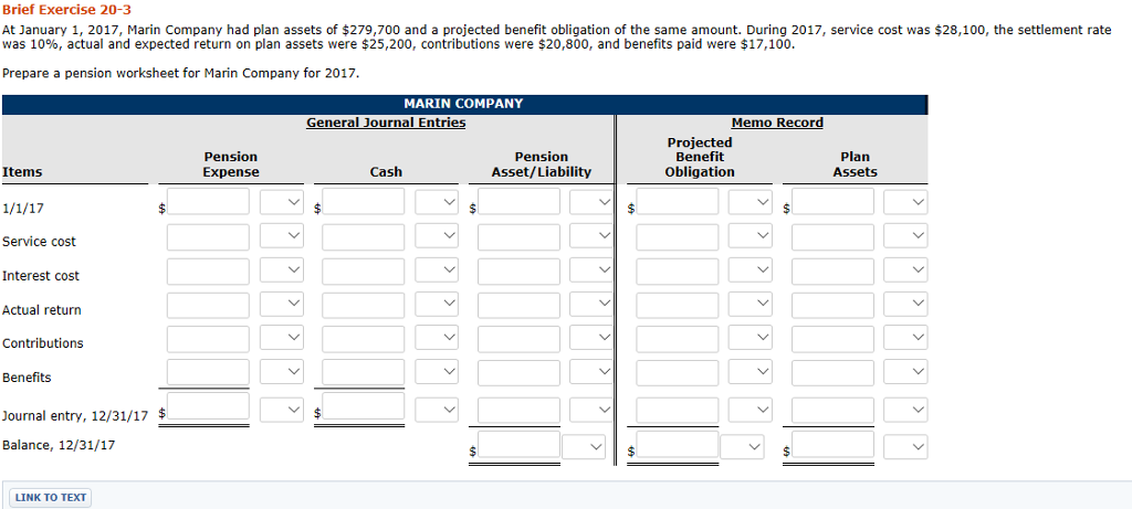 Brief Exercise 20-3 At January 1, 2017, Marin Company | Chegg.com
