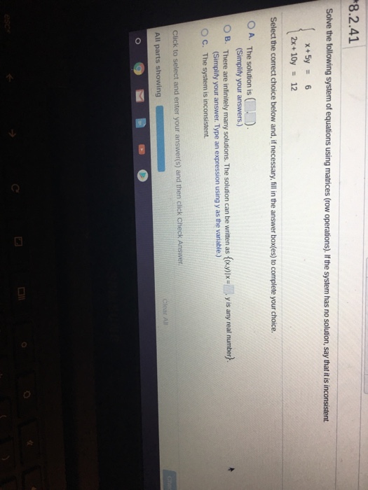 Solved 8.2.41 Solve the following system of equations using | Chegg.com