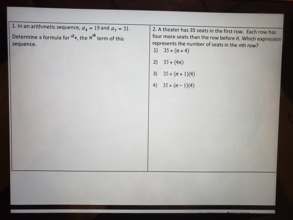 Solved 1. In an arithmetic sequence a 19 and ag 31. Chegg