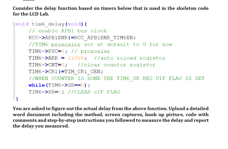 Solved Consider the delay function based on timers below | Chegg.com