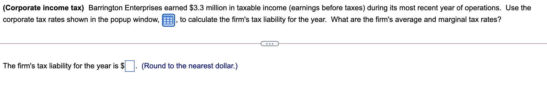 Solved (Corporate income tax) Barrington Enterprises earned | Chegg.com