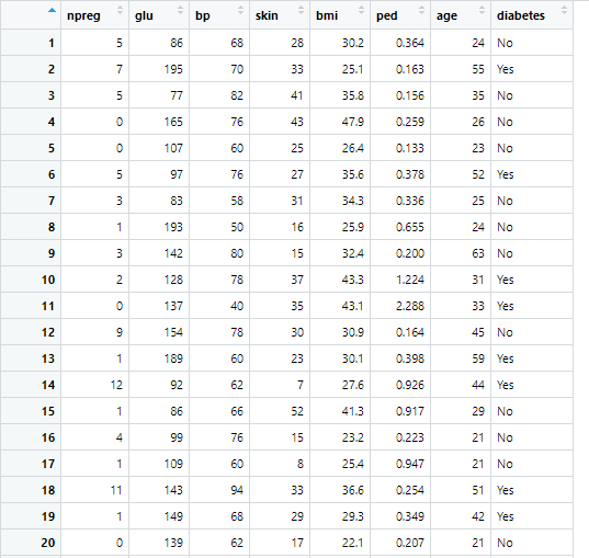 Here Are The First 20 Observations Of The Dataset. 