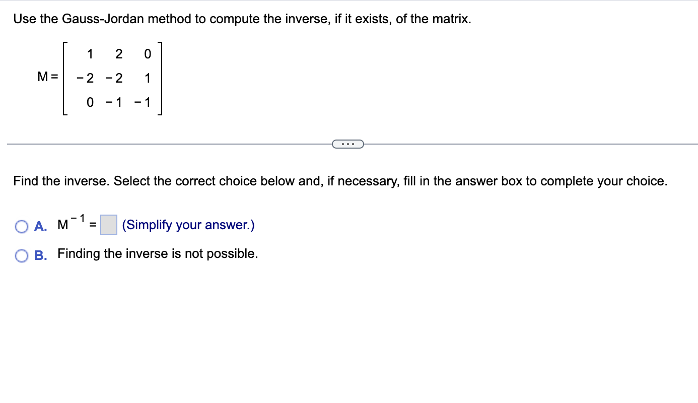 Solved Use the Gauss-Jordan method to compute the inverse, | Chegg.com