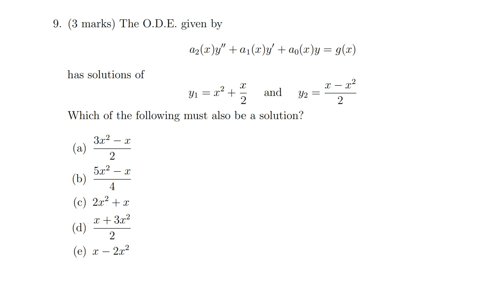 Solved The O D E Given By A2 X Y A1 X Y A0 X Y