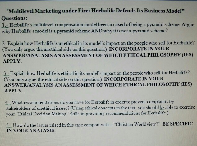 Multilevel Marketing under Fire: Herbalife Defends Its Business Model