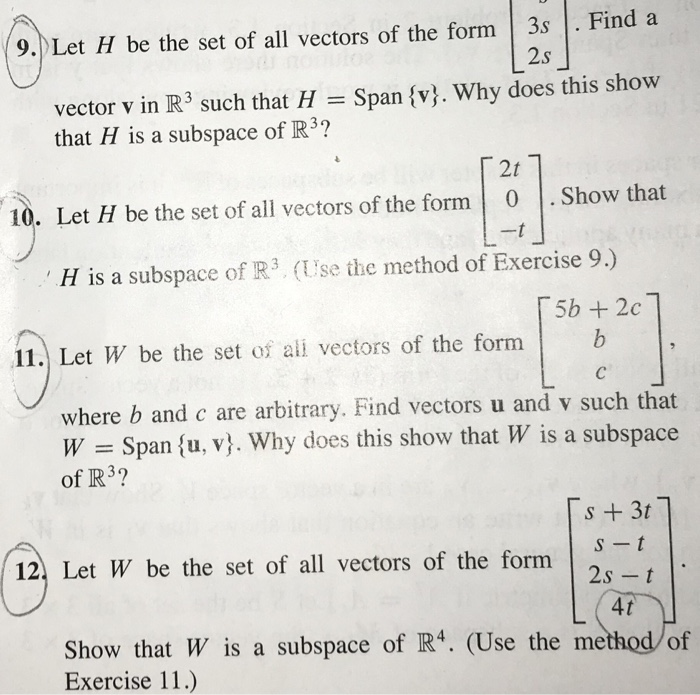 Solved 9. Let H be the set of all vectors of the form 3s. | Chegg.com