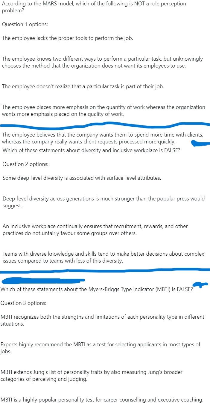 Solved According to the MARS model, which of the following | Chegg.com