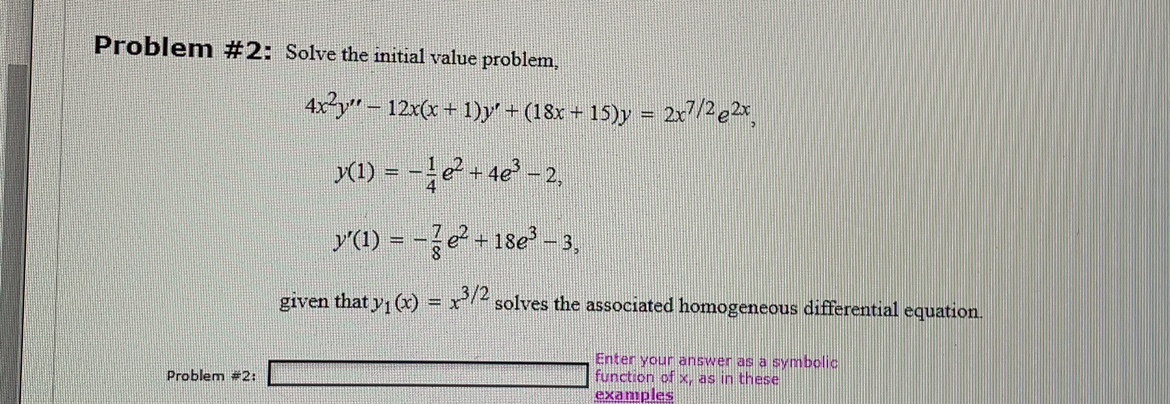 Solved Problem \#2: Solve the initial value problem, | Chegg.com