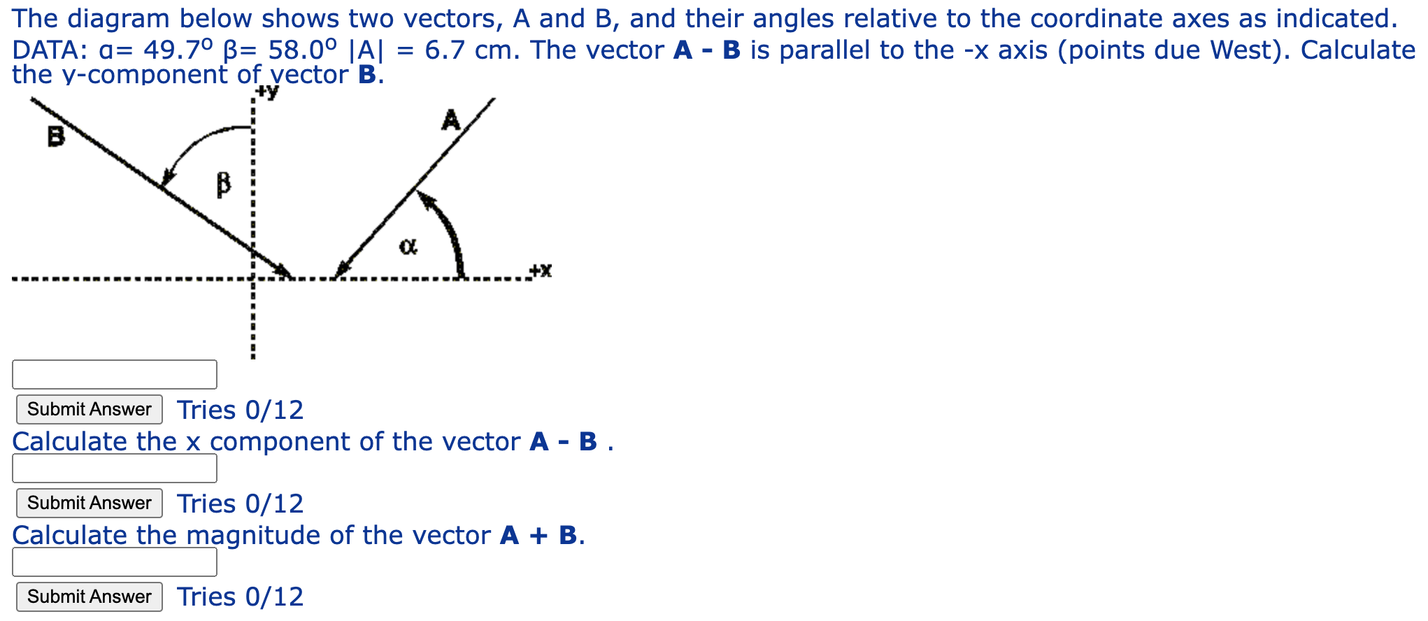 The Diagram Below Shows Two Vectors, A And B, ﻿and | Chegg.com