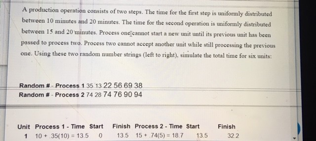Solved A production operation consists of two steps. The | Chegg.com