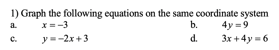 Solved a. 1) Graph the following equations on the same | Chegg.com