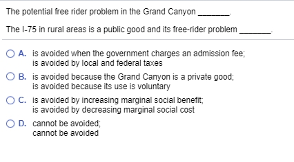 Solved The Potential Free Rider Problem In The Grand Canyon | Chegg.com