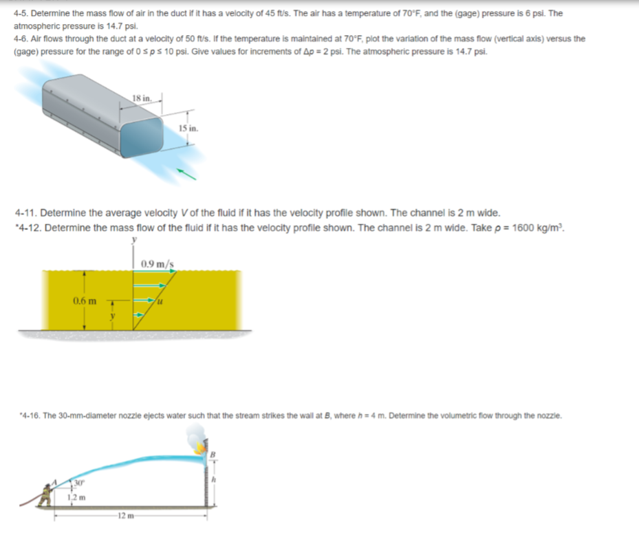 Solved 45. Determine the mass flow of air in the duct if it