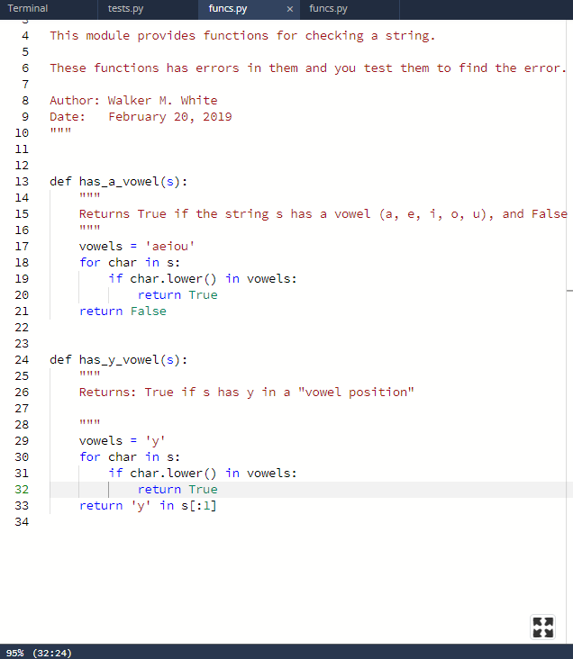 Solved 16. Fix the Function has_y_vowel Once again it is | Chegg.com