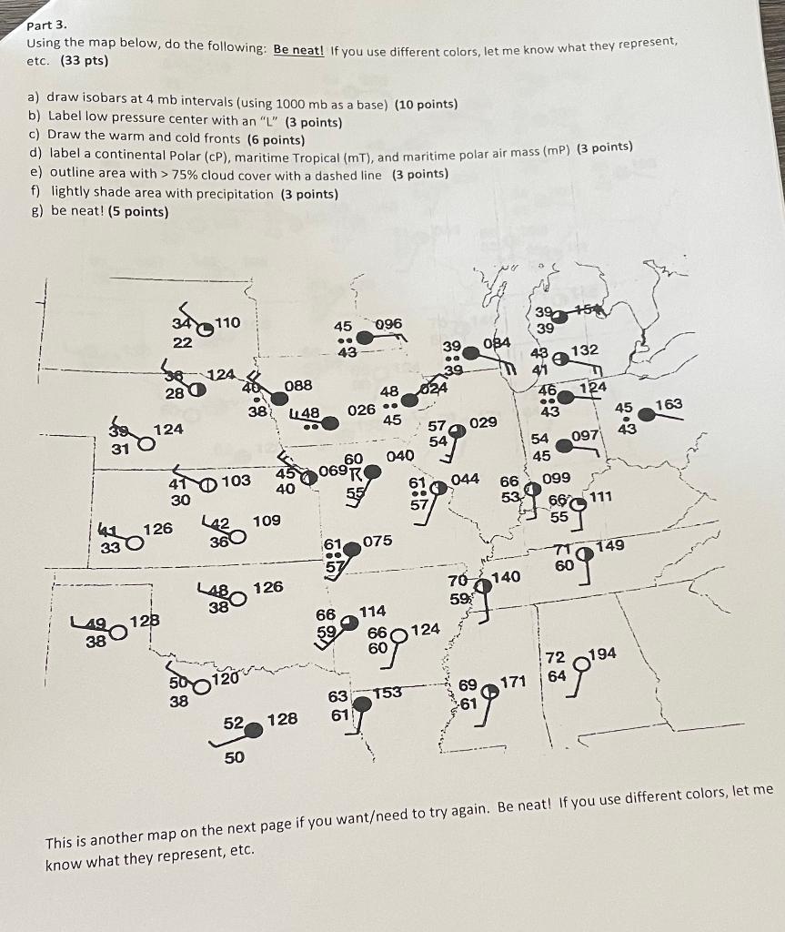 Part 3 Using the map below, do the following: Be | Chegg.com