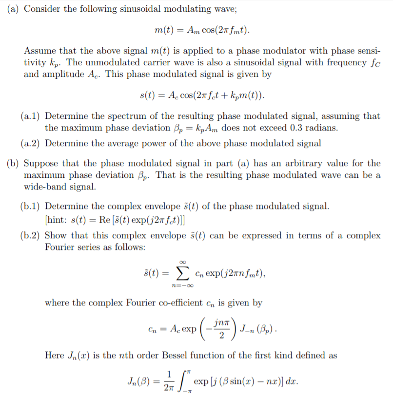 A Consider The Following Sinusoidal Modulating W Chegg Com