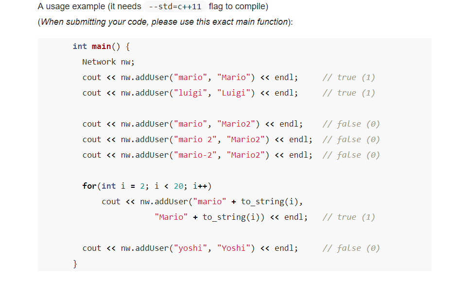 Solved The three main functionalities of the class Network | Chegg.com