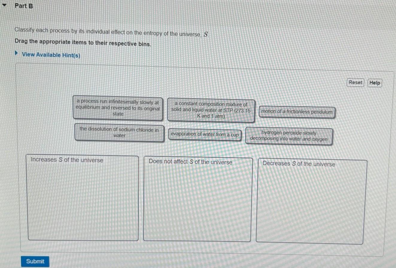 Classify Each Process By Its Individual Effect On The | Chegg.com