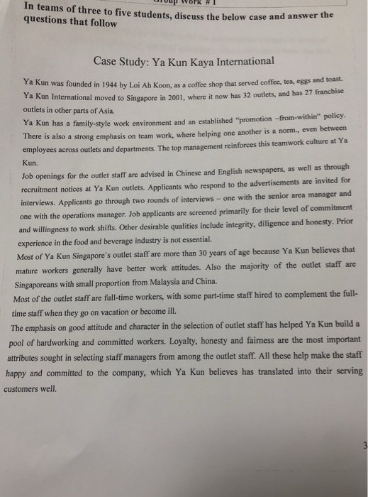 Solved In teams of three to five students, discuss the below