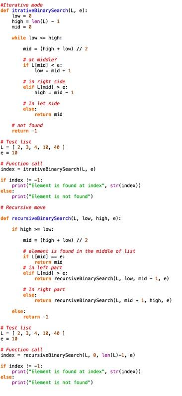 Solved Part I: Binary search Part II: complexity Exercise | Chegg.com