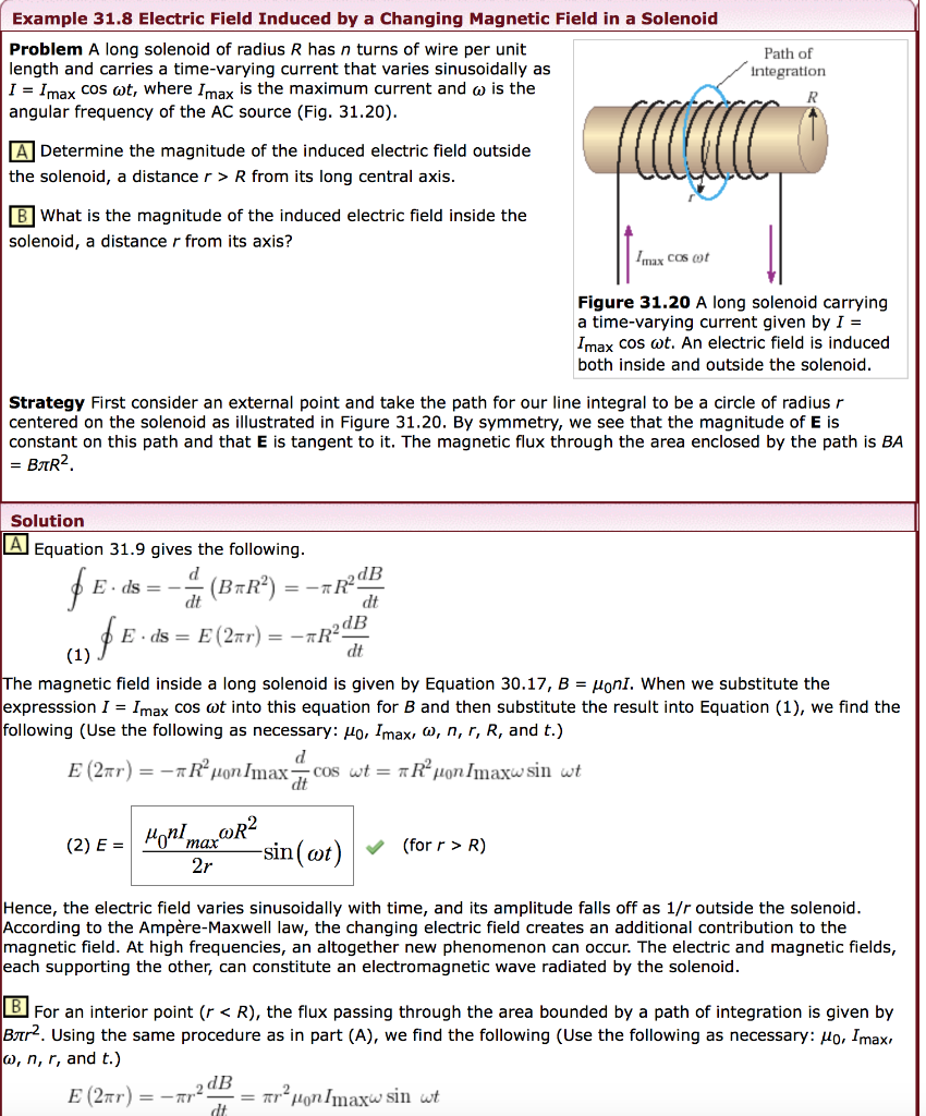 Solved Example 31.8 Electric Field Induced by a Changing