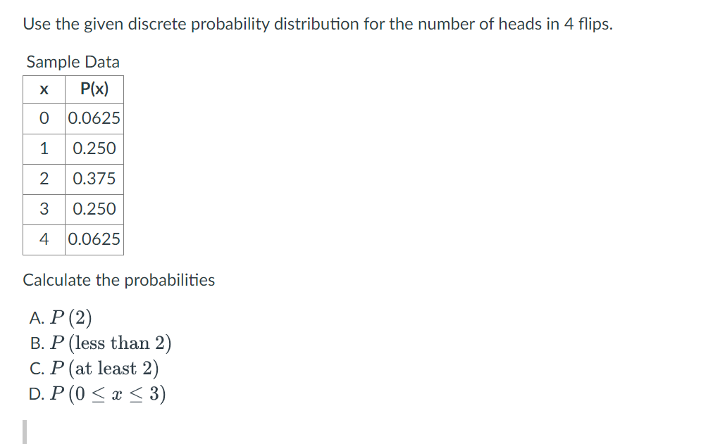 Solved Use The Given Discrete Probability Distribution For | Chegg.com