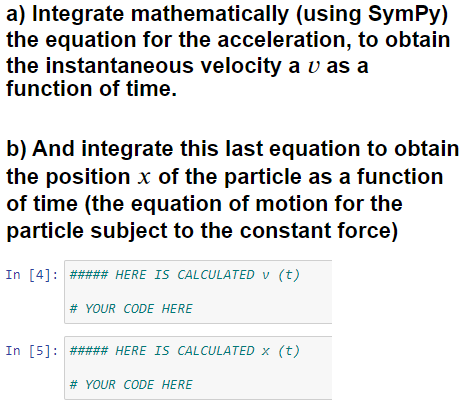 Solved Python 3. (Symbolic Algebra Calculations with | Chegg.com