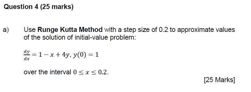 Solved Use Runge Kutta Method With A Step Size Of 0.2 To | Chegg.com