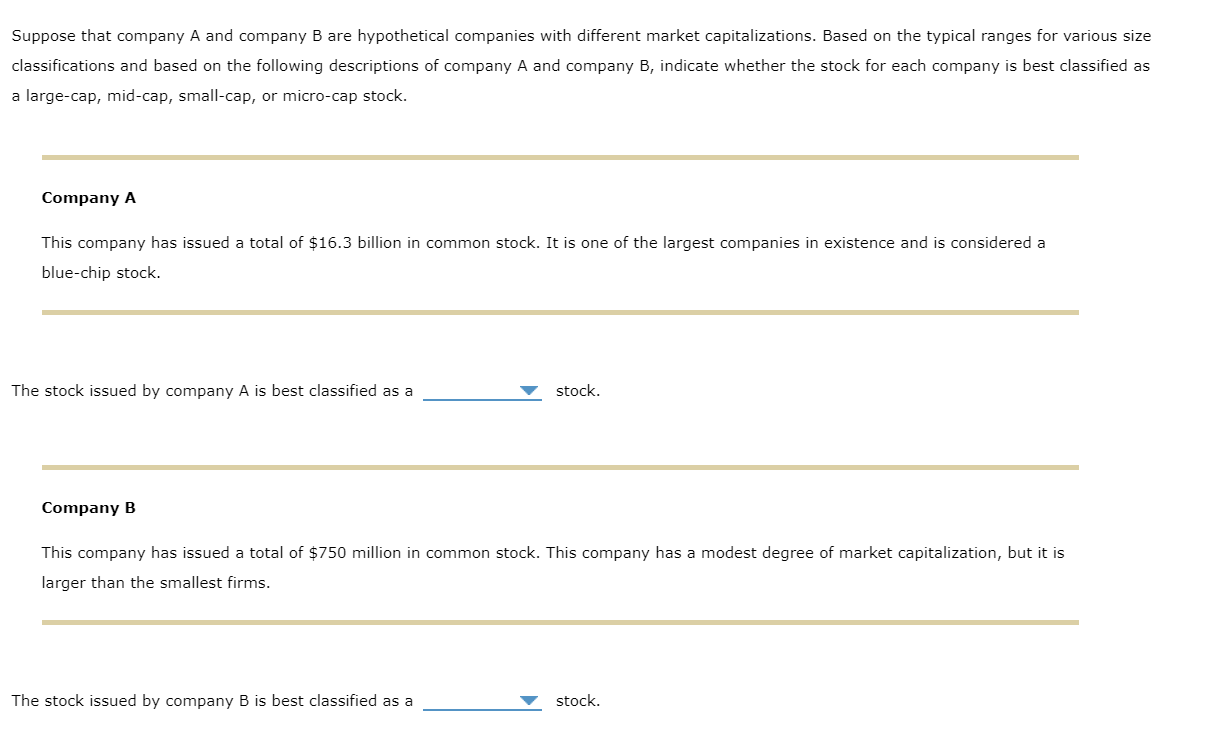 Solved 5. Market capitalization - Large-cap, small-cap, | Chegg.com