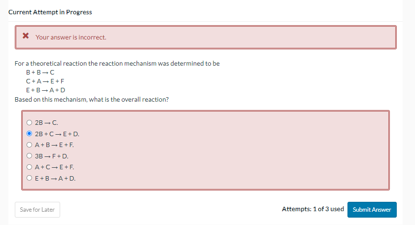 Solved B+B→CC+A→E+FE+B→A+D Based On This Mechanism, What Is | Chegg.com