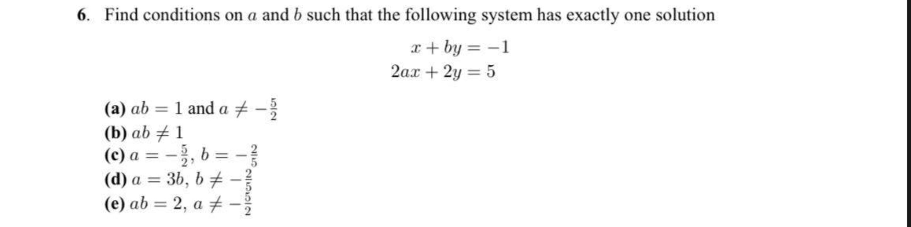 Solved 6. Find Conditions On A And B Such That The Following | Chegg.com